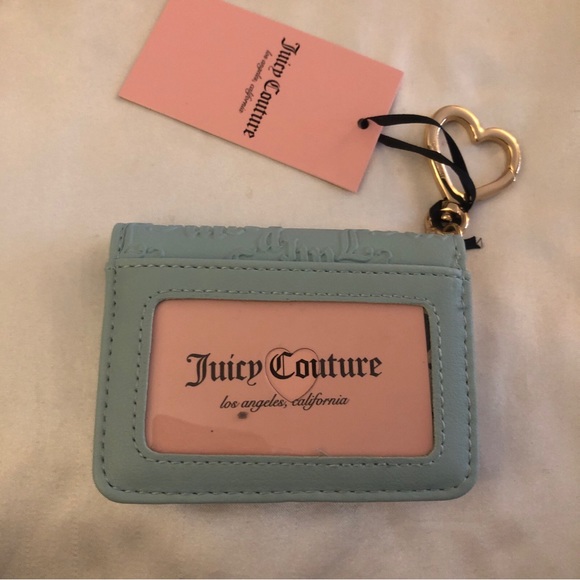 Juicy Couture Fresh Mint Faux Leather Heartless Card Case Key Fob NWT - Picture 5 of 15